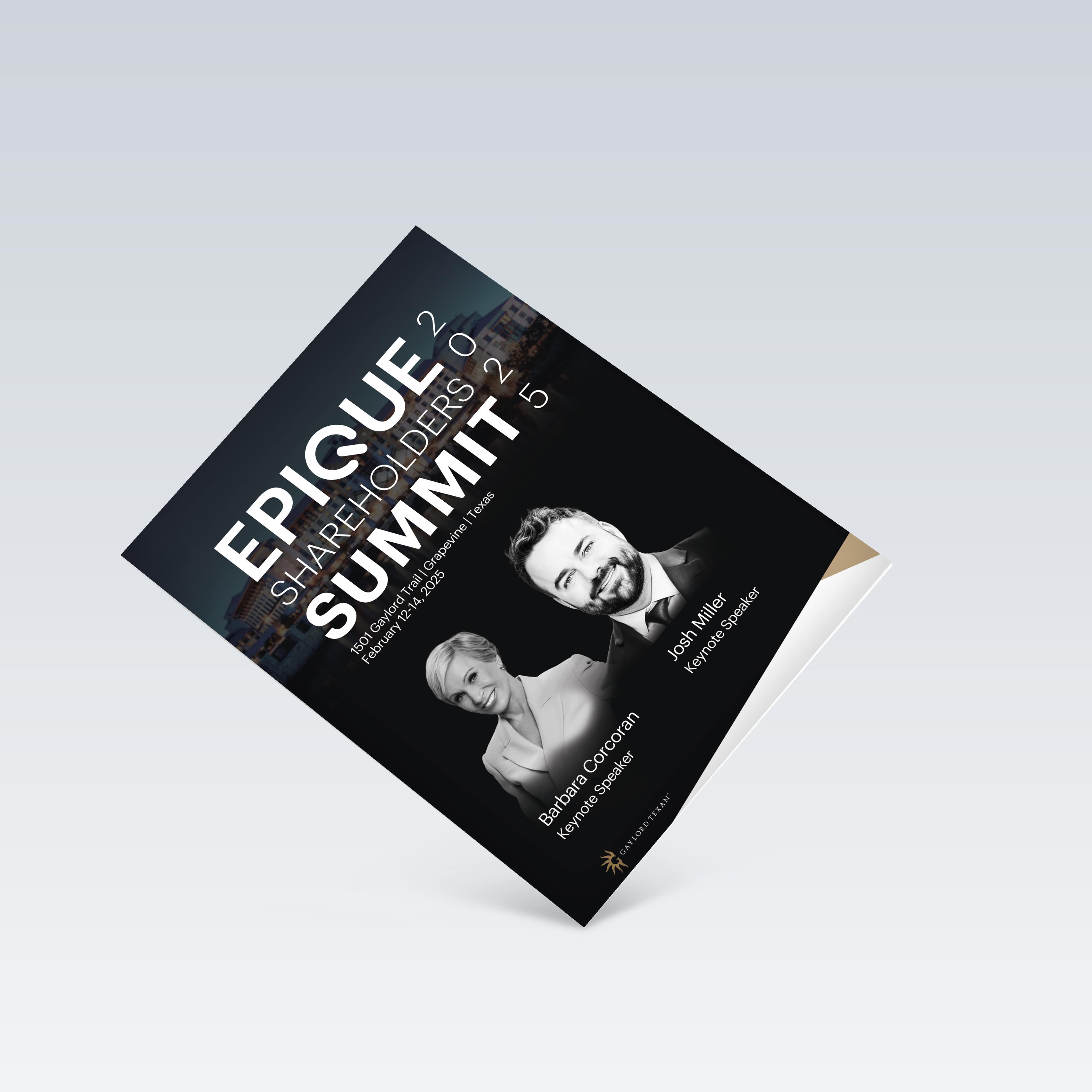 Gaylord Texan Event flyer featuring Barbara Corcoran and Josh Miller