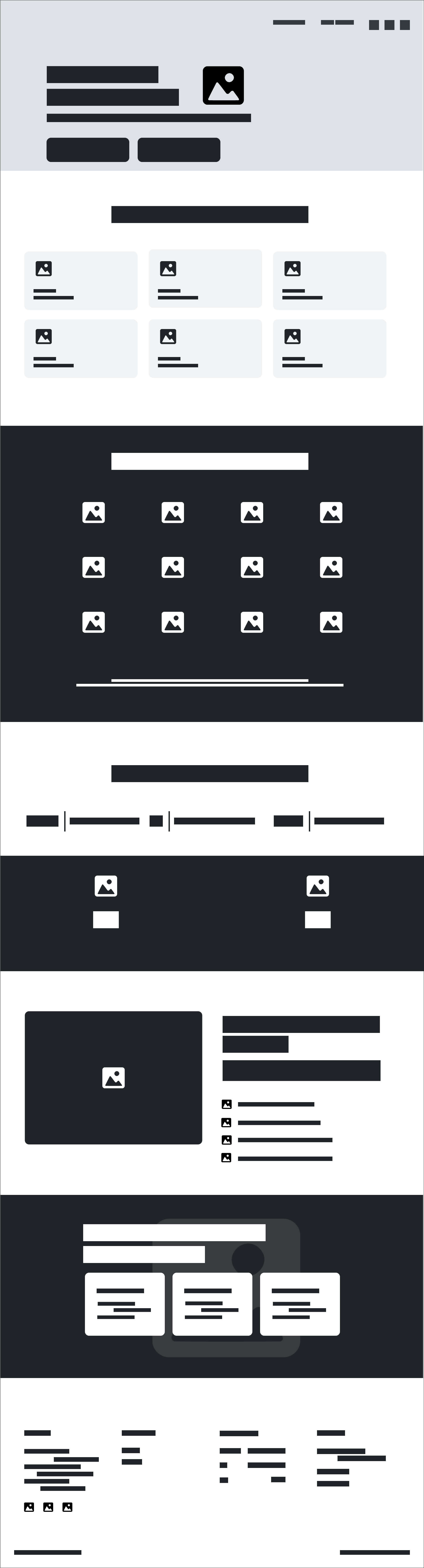 Low-fidelity wireframe showing basic layout, content structure, and initial UX flow before visual design
